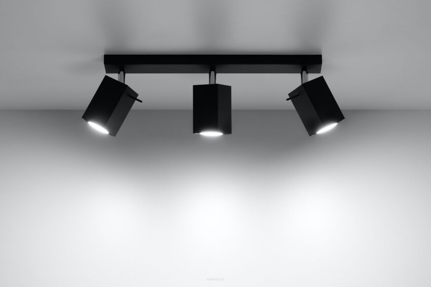 Designerska lampa sufitowa listwa MERIDA 3 czarny SL.0101 SOLLUX LIGHTING nowoczesne klosze prostokątne