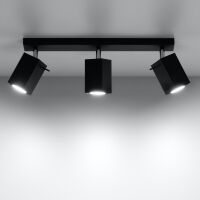 Designerska lampa sufitowa listwa MERIDA 3 czarny SL.0101 SOLLUX LIGHTING nowoczesne klosze prostokątne