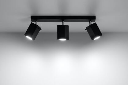Designerska lampa sufitowa listwa MERIDA 3 czarny SL.0101 SOLLUX LIGHTING nowoczesne klosze prostokątne