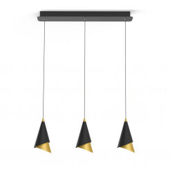 Lampa wisząca RAALTO PND-433128-3 Italux Stożki czarno-złote na listwie LED 
