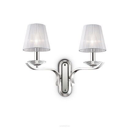 Kinkiet Pegaso AP2 Ideal Lux  059211 metalowa oprawa wykończona w chromie klosze  z  białej organzy