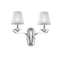 Kinkiet Pegaso AP2 Ideal Lux  059211 metalowa oprawa wykończona w chromie klosze  z  białej organzy