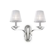 Kinkiet Pegaso AP2 Ideal Lux  059211 metalowa oprawa wykończona w chromie klosze  z  białej organzy