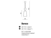 Lampa wisząca BAROCO BLACK AZzardo AZ0064 styl barokowy z tkaniny i metalu - 4