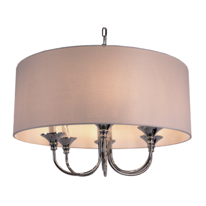 Lampa wisząca Abu Dhabi - P06512WH COSMO Light nowoczesna lampa z metalową podstawą o wykończeniu chromowanym biały okrągły abażur w kształcie tuby 60 cm średnicy
