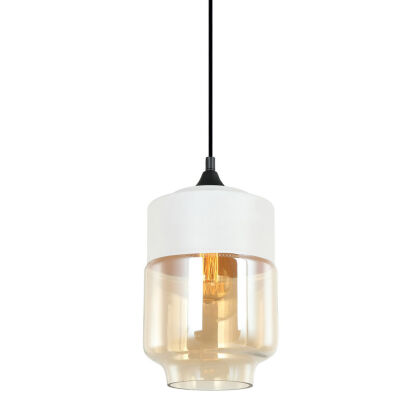 Lampa wisząca MOLINA MDM-2377/1 W+AMB Italux DWUKOLOROWY KLOSZ NOWOCZESNA E 27 IP20  SZAMPAŃSKO /  BIAŁA TUBA