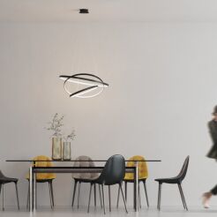 Lampa wisząca WHEEL 3 DIMM AZ2920 nowoczesny styl w kolor czarny 3 okręgi o różnej średnicy ściemnialna bez pilota 