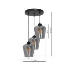 Lampa wisząca SANTIAGO SMOKED potrójny zwis dymione szkło MLP6612 - 2
