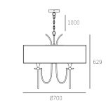Lampa wisząca  Las Vegas - P06704AU COSMO Light wykonana w stylu nowojorskim abażur z tkaniny złota podstawa - 3
