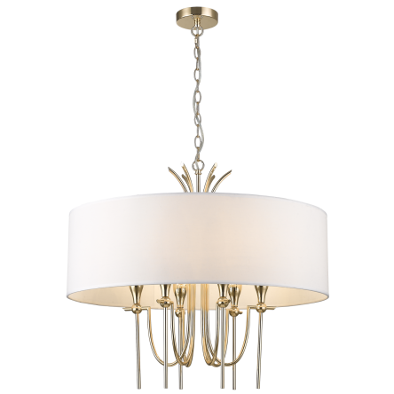 Lampa wisząca  Las Vegas - P06704AU COSMO Light wykonana w stylu nowojorskim abażur z tkaniny złota podstawa
