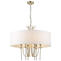 Lampa wisząca  Las Vegas - P06704AU COSMO Light wykonana w stylu nowojorskim abażur z tkaniny złota podstawa
