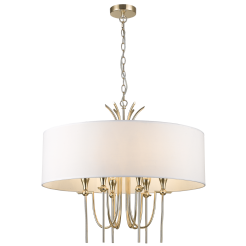 Lampa wisząca  Las Vegas - P06704AU COSMO Light wykonana w stylu nowojorskim abażur z tkaniny złota podstawa
