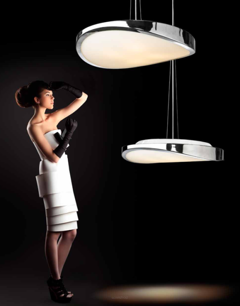 Lampa wisząca Circulo 58 chrom AZzardo MD 5657L AZ0988 CH wykonana jest ze stali w kolorze chromu i szkła