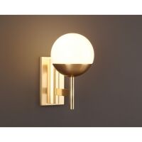 Kinkiet Dallas W0207 Maxlight okrągły kula klosz mleczny podstawa złota