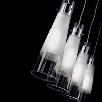 Lampa wisząca Kuky Clear SP4 Ideal Lux  023038 chromowana metalowa oprawa Klosze są z matowego piaskowanego szkła