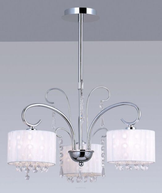 Lampa wisząca Span MDM1583/3 WH Italux  chrom biały abażur styl pałacowy elegancki 