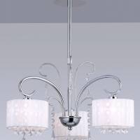 Lampa wisząca Span MDM1583/3 WH Italux  chrom biały abażur styl pałacowy elegancki 