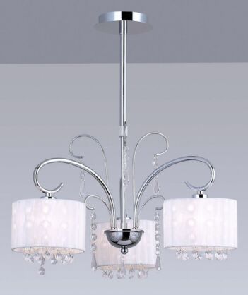 Lampa wisząca Span MDM1583/3 WH Italux  chrom biały abażur styl pałacowy elegancki 