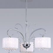 Lampa wisząca Span MDM1583/3 WH Italux  chrom biały abażur styl pałacowy elegancki 