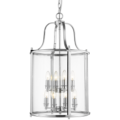 Lampa wisząca New York - P08434CH COSMO Light kształtem przypomina latarnię wykonana w stylu nowojorskim