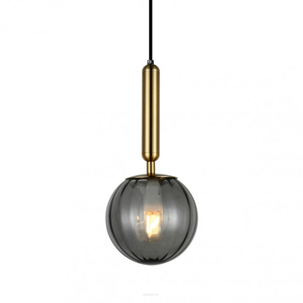 Lampa wisząca Ravena PND-2324-1 BRO+SG Italux mosiądz dymione szkło