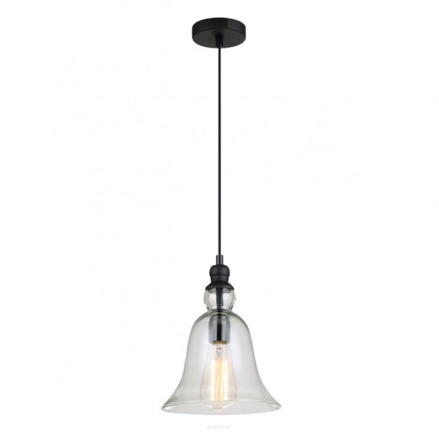 Lampa wisząca Irene MDM-2577/1 Italux styl skandynawski  klosz z transparentnego szkła metalowe elementy mają kolor czarny