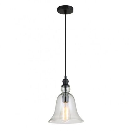 Lampa wisząca Irene MDM-2577/1 Italux styl skandynawski  klosz z transparentnego szkła metalowe elementy mają kolor czarny
