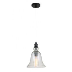 Lampa wisząca Irene MDM-2577/1 Italux styl skandynawski  klosz z transparentnego szkła metalowe elementy mają kolor czarny
