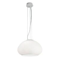Lampa wisząca Mama SP1 D40 Ideal Lux  071015 Klosz jest z dmuchanego szkła białego kulisty kształt pierścień i podstawa z metalu