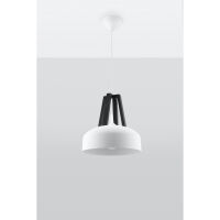 LAMPA WISZĄCA CASCO Biała/Czarne Drewno Oświetlenie LED stal Nowoczesna  SL.0387  SOLLUX LIGHTING