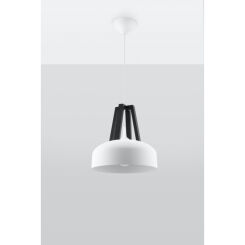 LAMPA WISZĄCA CASCO Biała/Czarne Drewno Oświetlenie LED stal Nowoczesna  SL.0387  SOLLUX LIGHTING