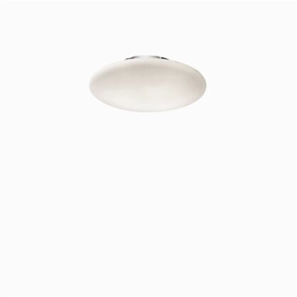 Plafon Smarties PL1 D33 Ideal Lux 009223 Klosz wykonany jest z matowego dmuchanego białego szkła okrągły spłaszczony