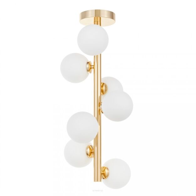 Lampa sufitowa PETRICA W7 LDC 6033-7 (GD) Lumina Deco złota z białymi kulami