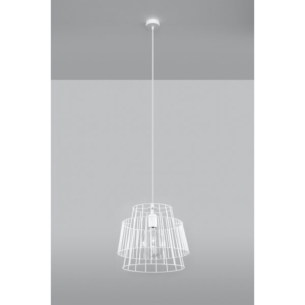 Lampa wisząca GATE SL.0662 SOLLUX BIAŁA DRUCIANY KLOSZ NOWOCZESNA