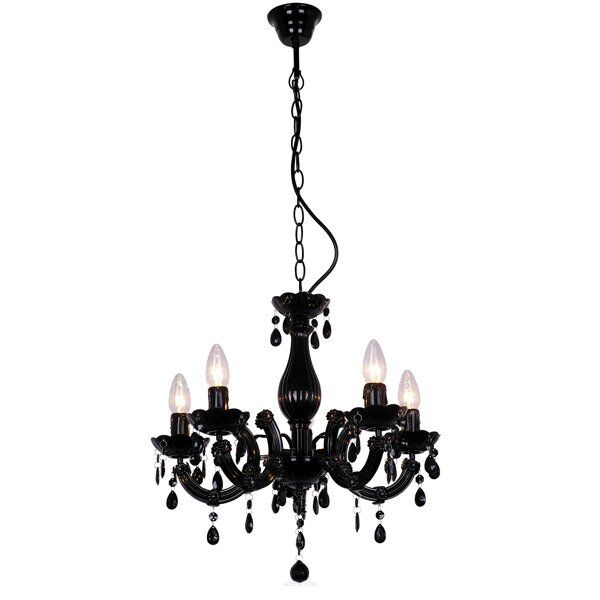 Żyrandol LAMPA wisząca MAGNOLIA RLD94016-5B Zumaline świecznikowa OPRAWA zwis na łańcuchu z kryształkami ze szkła akrylowego czarny przezroczysty  nowoczesna tanio
