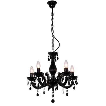 Żyrandol LAMPA wisząca MAGNOLIA RLD94016-5B Zumaline świecznikowa OPRAWA zwis na łańcuchu z kryształkami ze szkła akrylowego czarny przezroczysty  nowoczesna tanio
