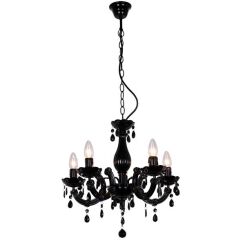 Żyrandol LAMPA wisząca MAGNOLIA RLD94016-5B Zumaline świecznikowa OPRAWA zwis na łańcuchu z kryształkami ze szkła akrylowego czarny przezroczysty  nowoczesna tanio