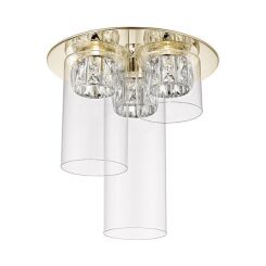 PLAFON GEM C0389-03F-F7AC Zumaline LED 5W  Subtelne połączenie szklanych kloszy i kryształków ZŁOTY