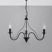 Klasyczna Lampa Wisząca Świeca Żyrandol MINERWA 3 Czarny SL.217 styl pałacowy