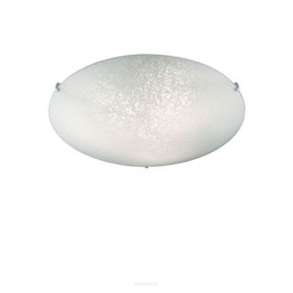 Plafon Lana PL3 Ideal Lux 068145  z przezroczystego szkła  w środku stonie ozdobiony  dekoracyjnym nadrukiem a na zewnetrznej stronie  piaskowany  okrągły
