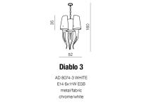 Lampa wisząca Diablo AZzardo AD 8074-3 AZ0028 wykonana jest z chromowanego metalu oraz białego abażuru z najwyższej jakości materiału - 3