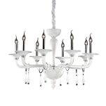 Lampa wisząca Miramare SP8 Ideal Lux 068190   z ręcznie dmuchanego przezroczystego i białego szkła chromowane wykończenia styl pałacowy - 2