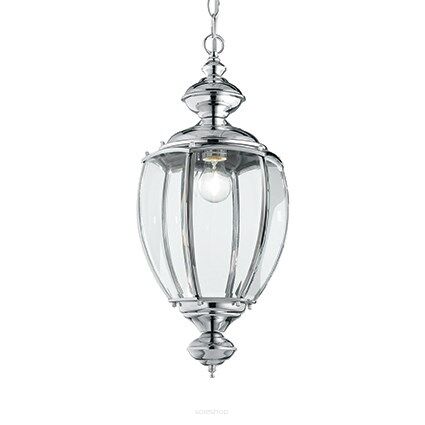 Lampa wisząca Norma SP1 Big Cromo Ideal Lux 094786  metalowa oprawa w kolorze chromu klosz z przezroczystych szkieł, które posiadają szlifowane krawędzie