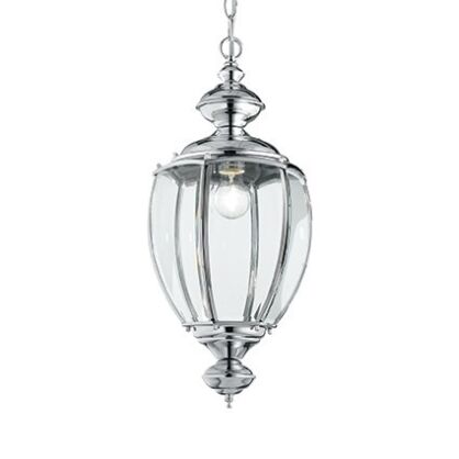 Lampa wisząca Norma SP1 Big Cromo Ideal Lux 094786  metalowa oprawa w kolorze chromu klosz z przezroczystych szkieł, które posiadają szlifowane krawędzie
