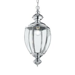 Lampa wisząca Norma SP1 Big Cromo Ideal Lux 094786  metalowa oprawa w kolorze chromu klosz z przezroczystych szkieł, które posiadają szlifowane krawędzie