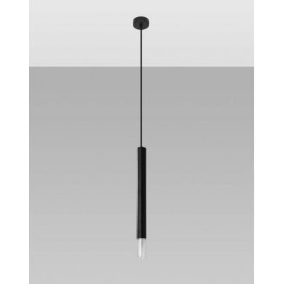 Lampa wisząca WEZYR 1 SL.0960 SOLLUX LIGHTING czarna tuba ze szklanym akcentem