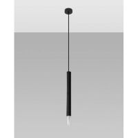 Lampa wisząca WEZYR 1 SL.0960 SOLLUX LIGHTING czarna tuba ze szklanym akcentem