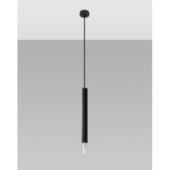 Lampa wisząca WEZYR 1 SL.0960 SOLLUX LIGHTING czarna tuba ze szklanym akcentem