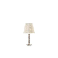Lampa stołowa Queen TL1 BIG Ideal Lux  077758  Klosz z tkaniny ze złotym błyszczącym wzorem Lampa ma metalową oprawę wykończoną w złotym kolorze posiada kryształowe elementy
