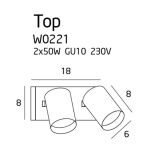 Kinkiet TOP II W0221 MAXlight CZARNY Wykonany z metalu  2 źródła światła GU10 - 2